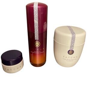 New Tatcha 3 PCs set The Rice Polish, Violet C, Ageless Revitalizing Eye, Sealed